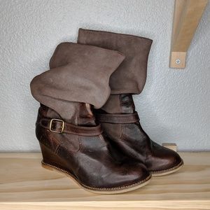 J Shoes Brown Leather Irresistible Wedge Boot
